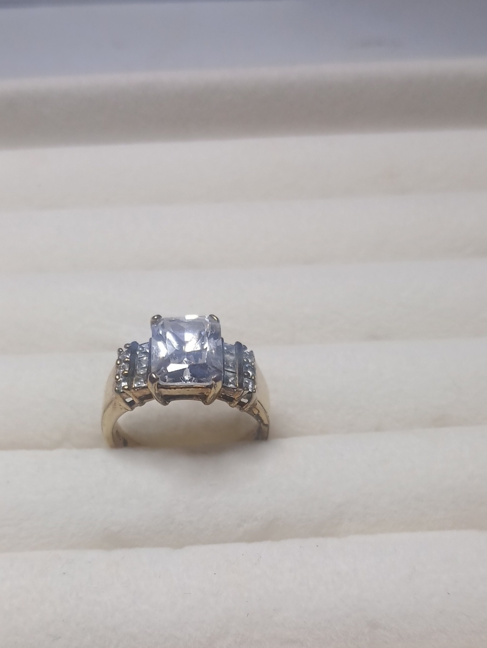 Gold-Tone Sterling Silver Clear Stone Cocktail Ring - Women Jewelry